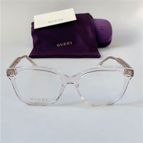 gucci pink clear glasses|clear pink gucci glasses.